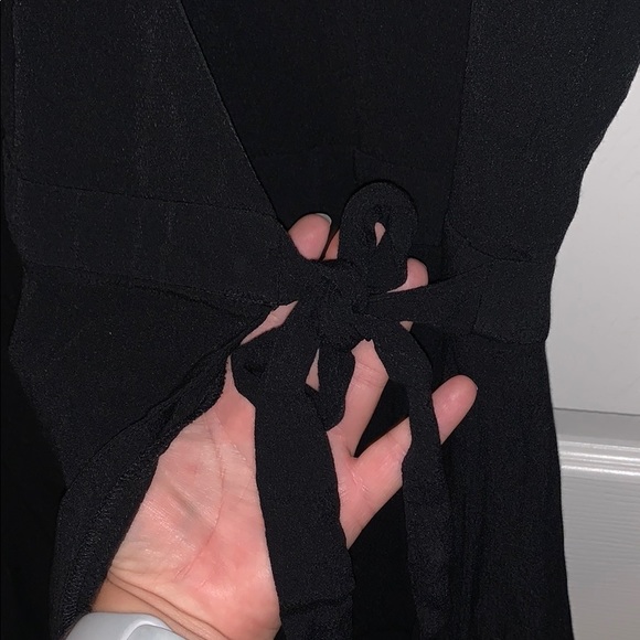 Black LOFT Wrap Front Romper - Picture 3 of 8